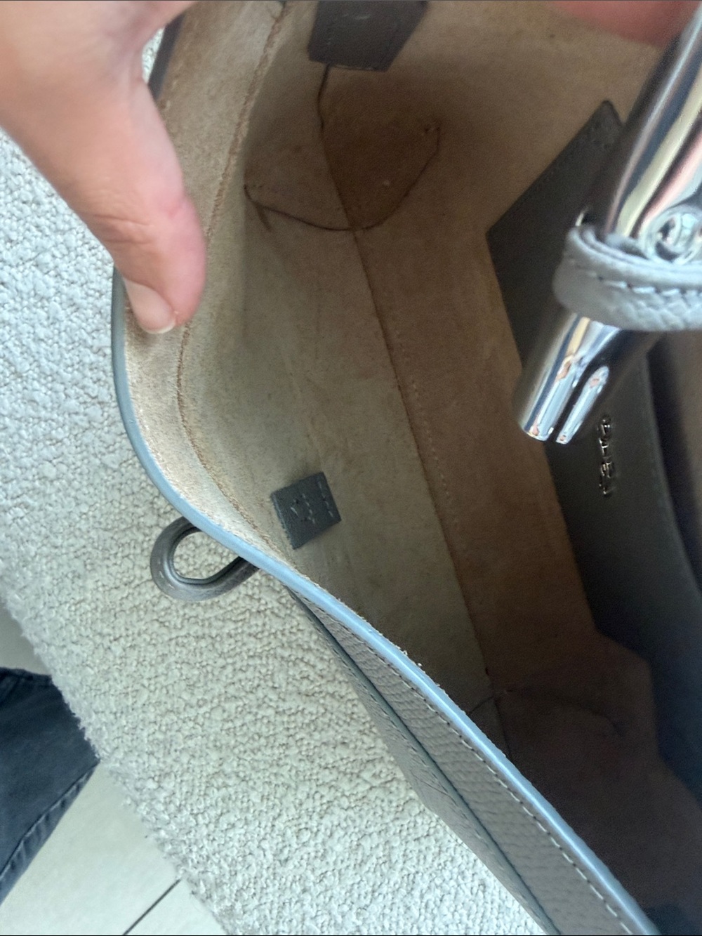 Gray Leather Shoulder Bag - Picture 5 of 6